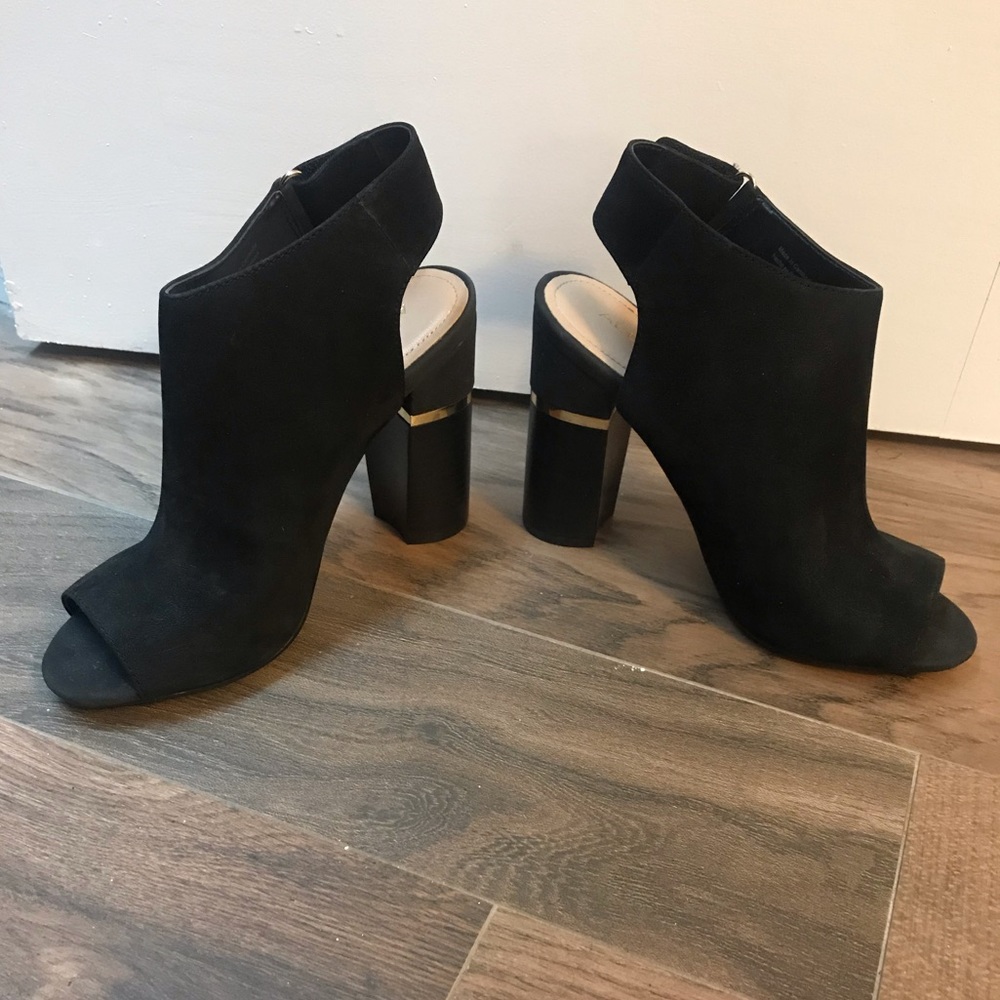 Aldo Black Suede Mule Heels